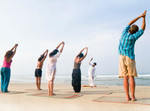Yoga group at the seaside